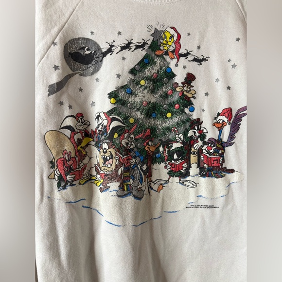 Looney Tunes Vintage 1993 Sweatshirt Winter Scene XL - Picture 2 of 5